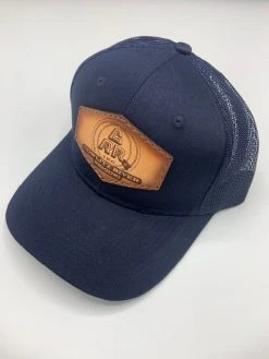 Cowlitz River Rigging Rugged Work Wear Navy CRR Logo Leather Patch Hat