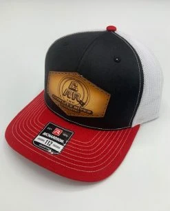 Cowlitz River Rigging Red, White & Black CRR Logo Leather Patch Hat Rugged Work Wear