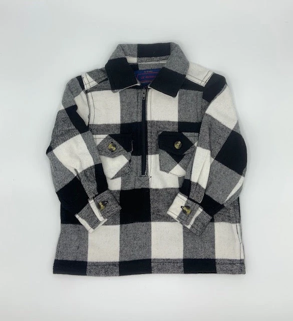 HICKFZWB.jpg Hickory Rugged Work Wear Kids Flannel Shirt 1/4 Zip