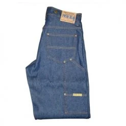 Prison Blues Rigid Work Jeans With Suspender Button