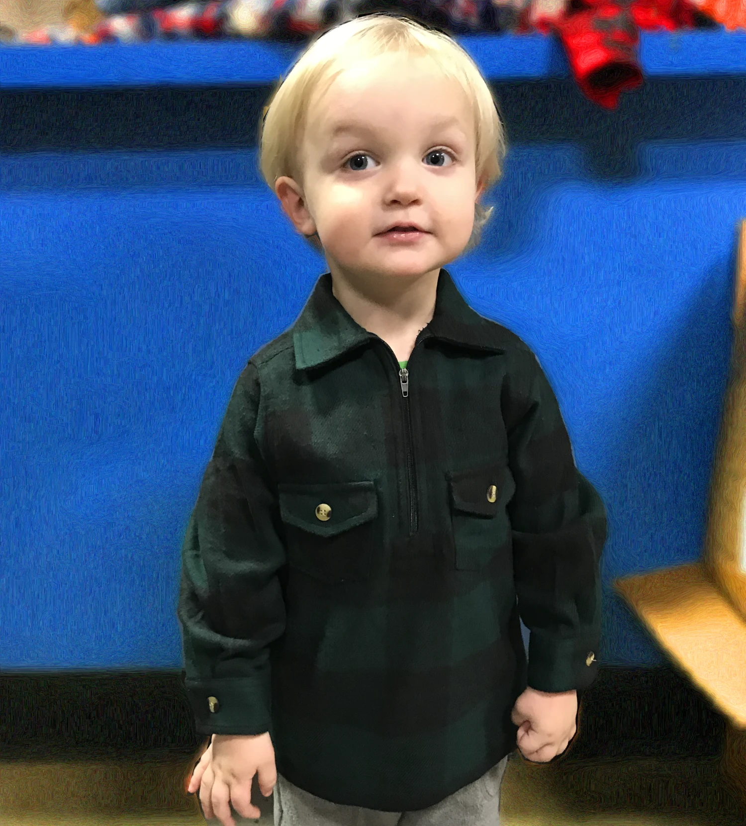 graygreen.png Hickory Rugged Work Wear Kids Flannel Shirt 1/4 Zip