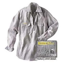 Cowlitz River Rigging Sales Shop 26 Rugged Work Wear Prison Blues Long Sleeve Zipper-Front Hickory Work Shirt